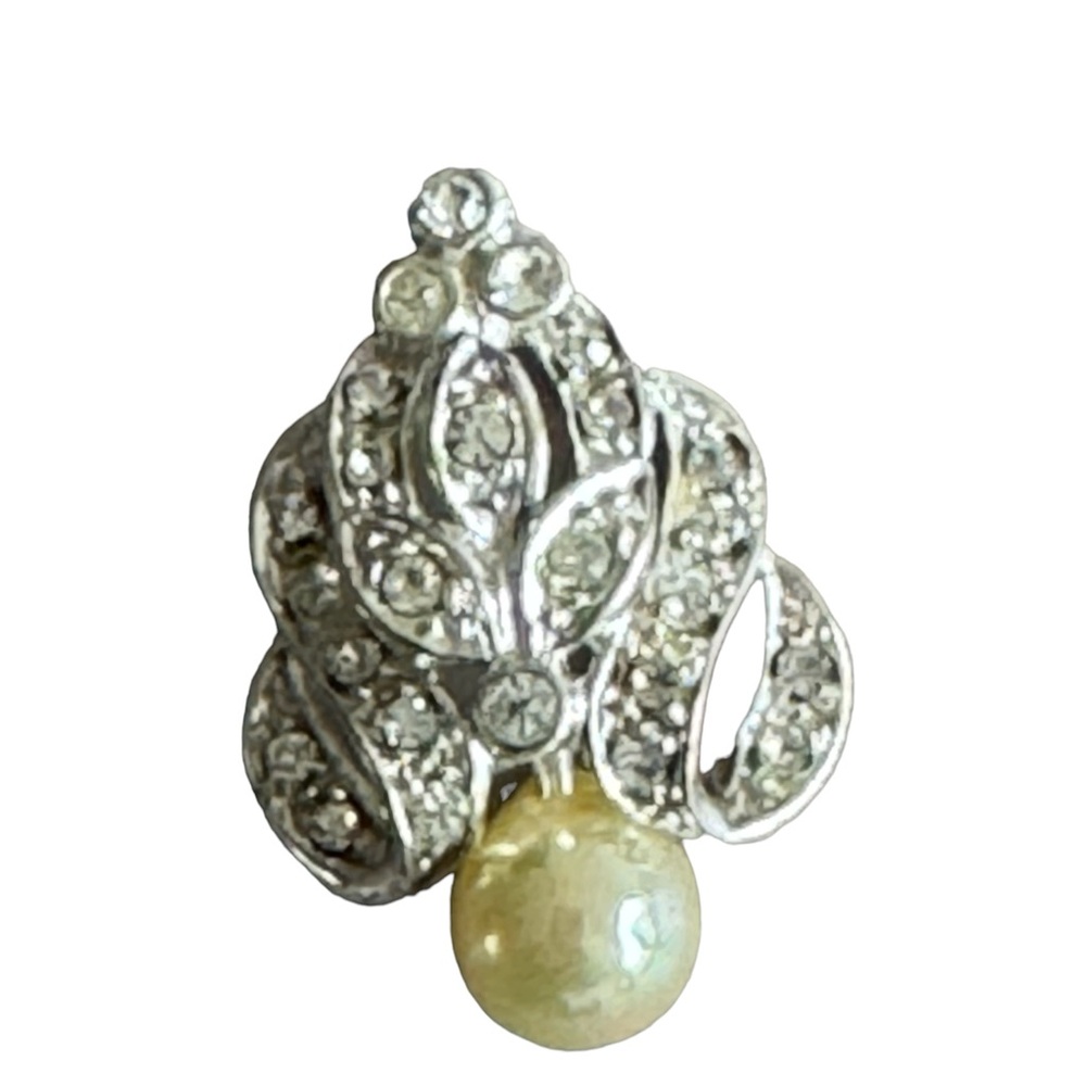 SILVER CRYSTAL & PEARL PENDANT - Picture 1 of 3